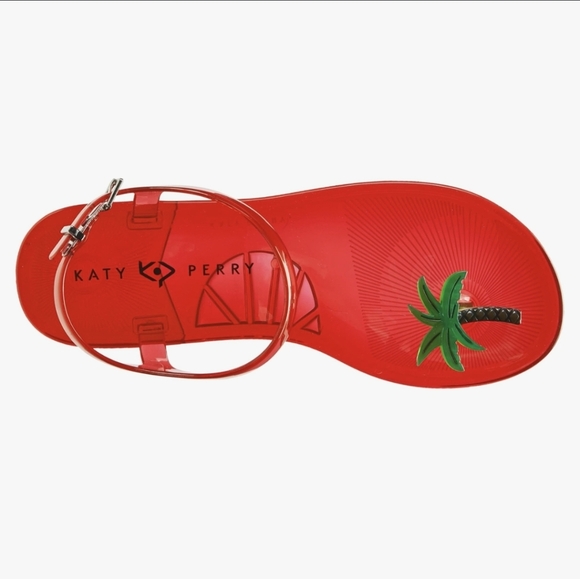 Katy Perry women's size 8 red Palm Tree sandals VGUC - Picture 11 of 11